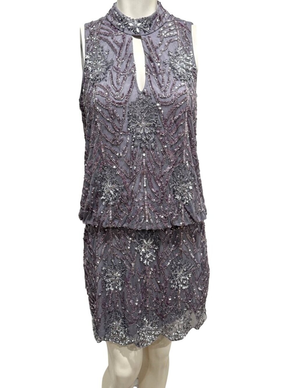 Aidan Mattox Sequin Midi Embroidered Cocktail Women Dress NWT